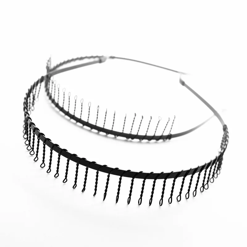 Azhong Metal Hair Bands Spring Wavy Hoop Unisex Black Wavy Slicked Back Headband Non Slip Sports Hairband Men