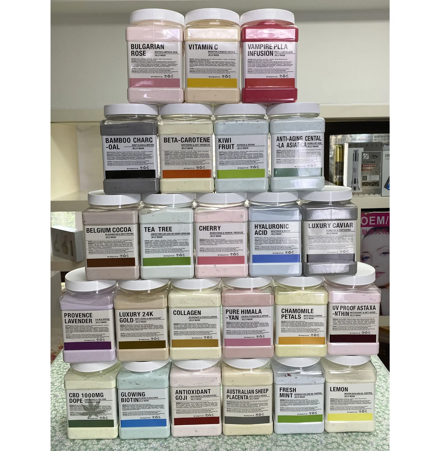 Oem Private Label 50 flavor Hydrojelly Jellymask Facial Whitening Moisturizing Rose Peel Off Face Powder Hydro Jelly Mask