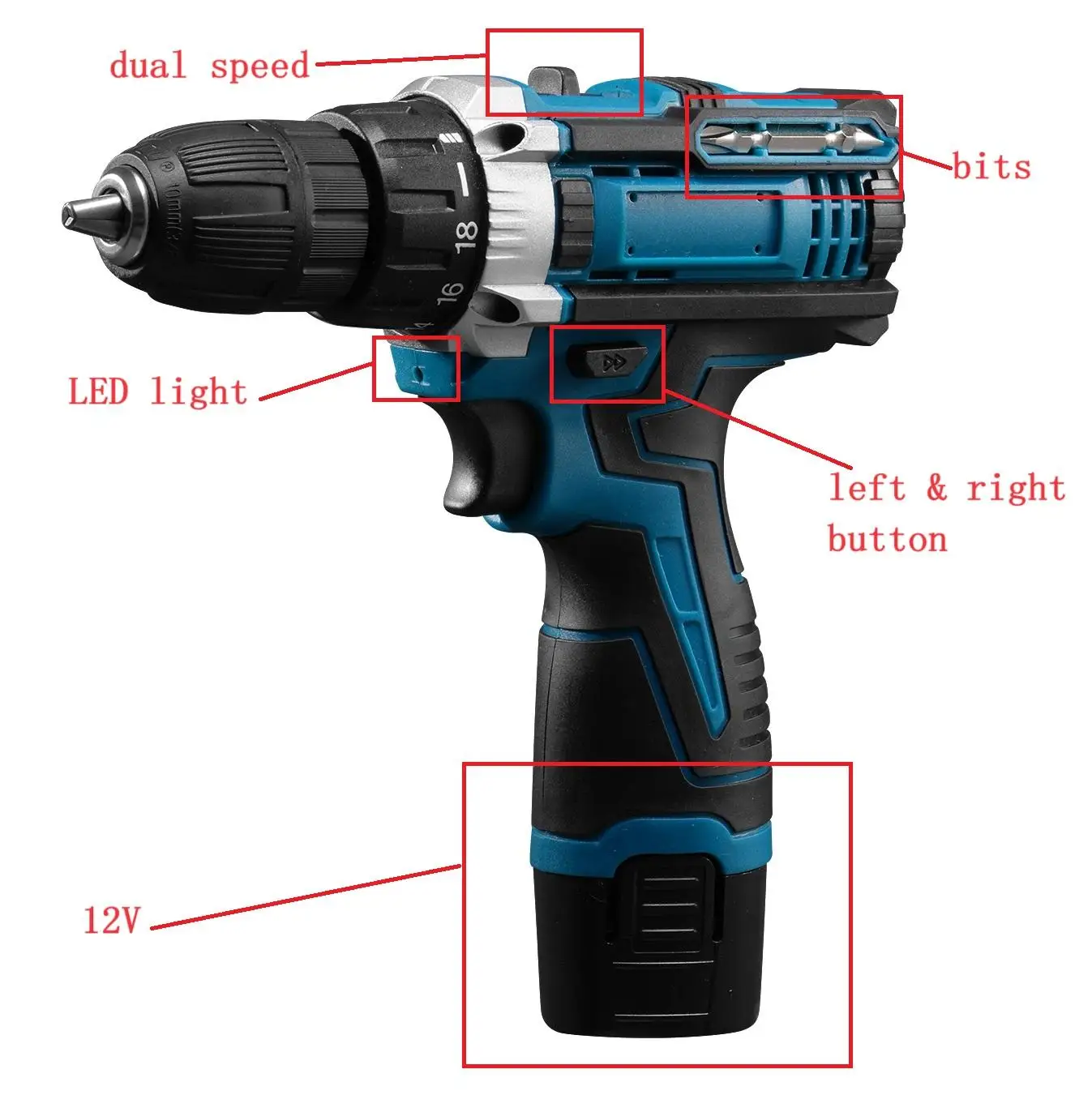Portable 12V 300W Cordless Electric Drill Handheld Mini Machine Impact Lithium Battery Tools Set Wood Application OEM Supported