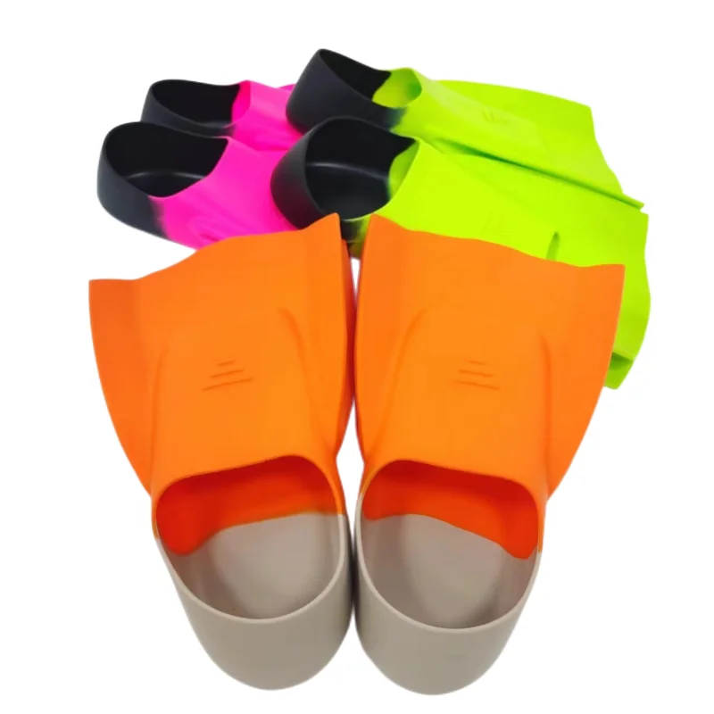 Orange M Kids Swim Fins Short Youth Flippers Swimming Training Fins for Children Beginner Lap Swimming Pool Snorkeling