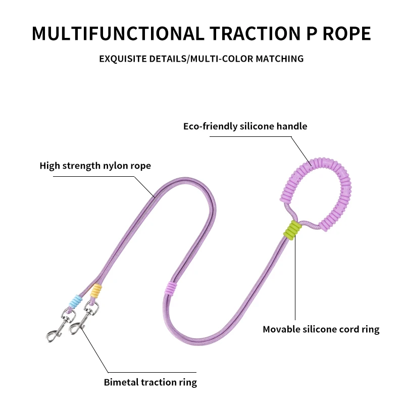 OKKPETS 2024 New Design Colorful Luxury Hands-free Dog Rope Leash Adjustable Length Polyester Lead for Small Large Medium Dogs