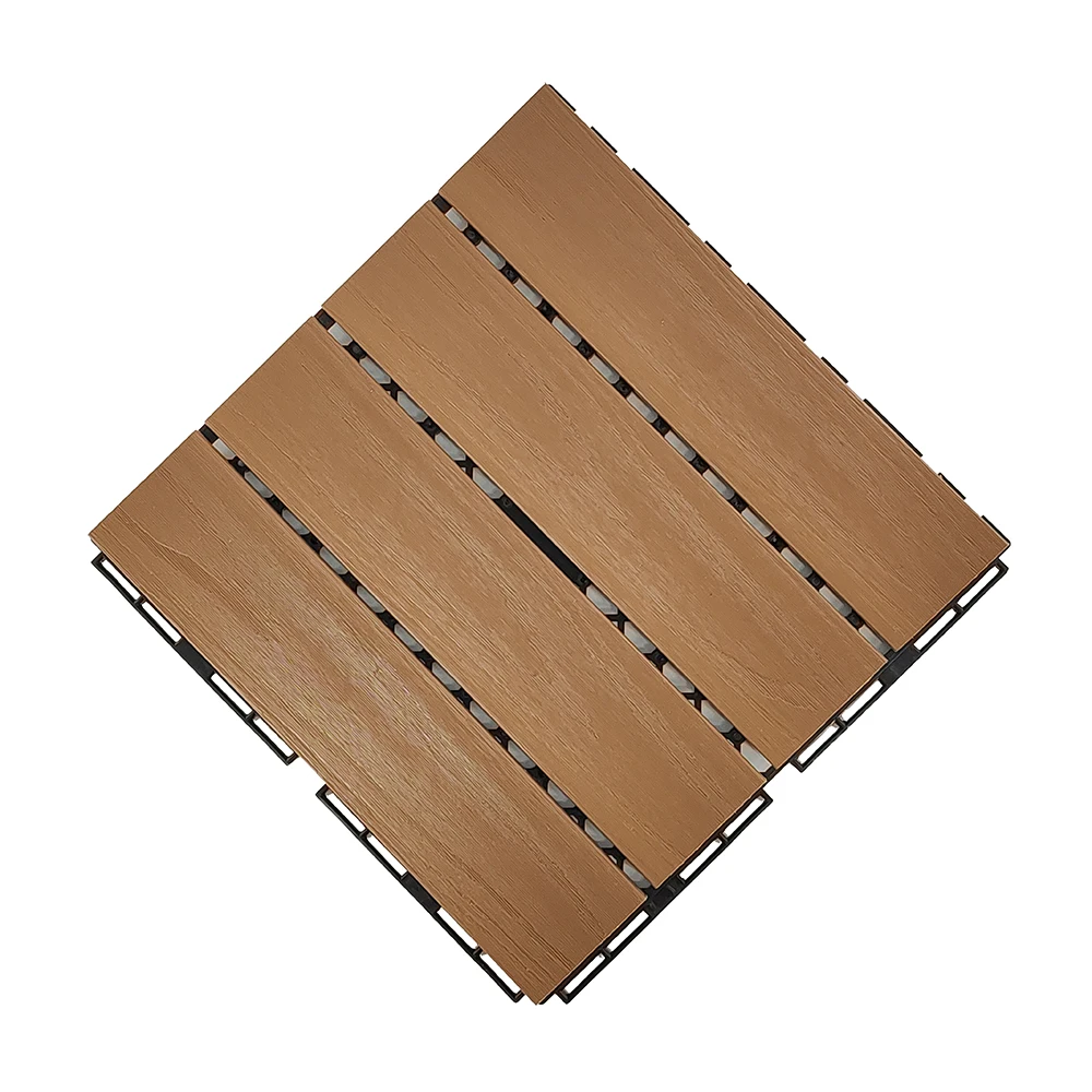 Interlock wood plastic composite for indoor and outdoor flooring solution