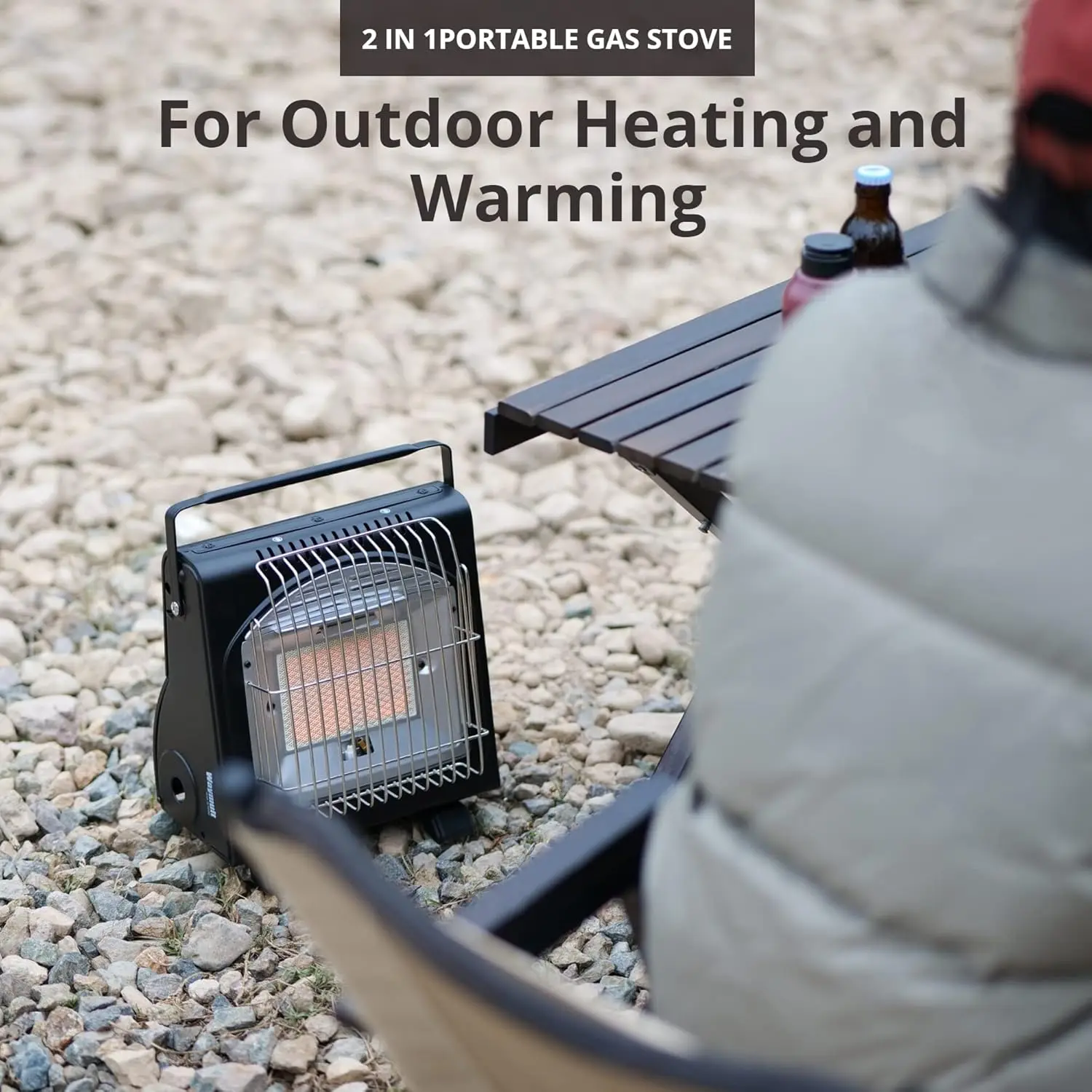 Portable Single Burner Gas Stove with Ceramic Surface Butane Heater for Outdoor Cooking Cast Iron Oven Tent Warmer Cars Patios