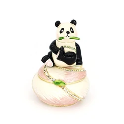 Chinese Style Creative Small Jewelry Box Animal Home Decoration Carved Metal Jewelry Panda Trinket Box
