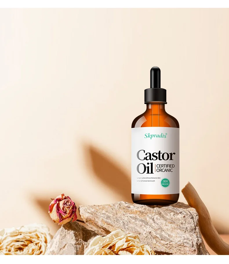 100% Pure Natural Organic Premium Cold Pressed Eyelash Hair Growth Serum Castor Oil Custom Logo Liquid Eyelash Growth Treatments