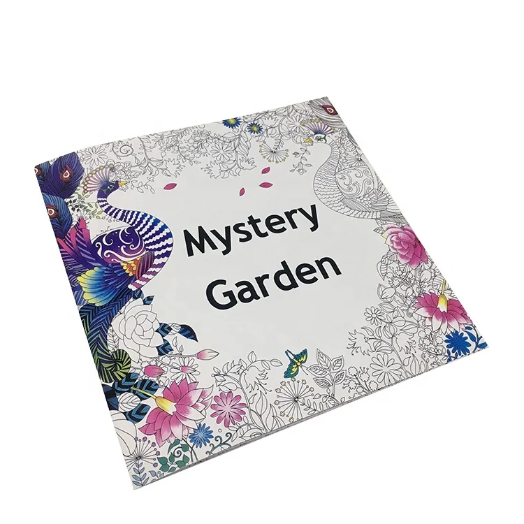 Mystery Garden Adult Drawing Book Custom Printing Coloring Book With Crayons