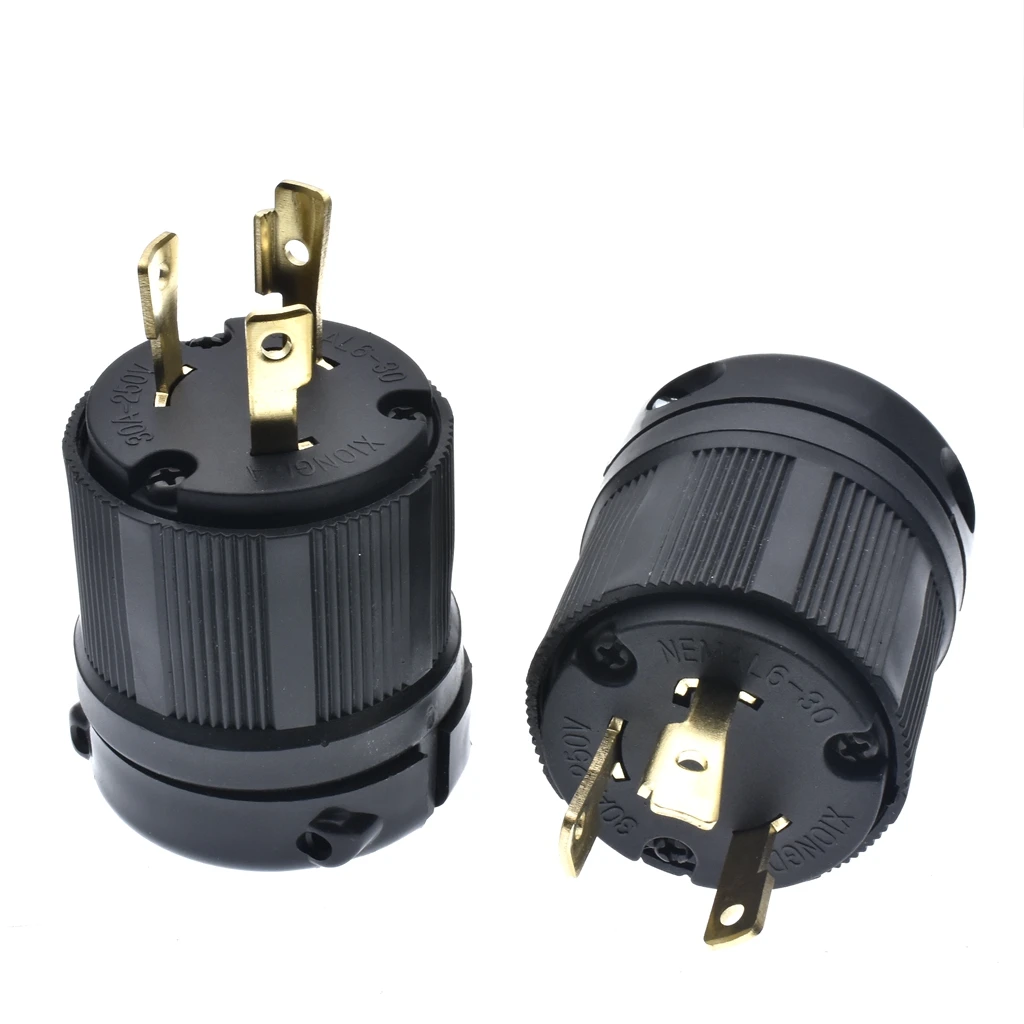 NEMA L6-30P Twist Lock Power Plug Wiring Connector Plug 250V 3 Wire Twist Locking US Plug Anti-off Straight AV Connector