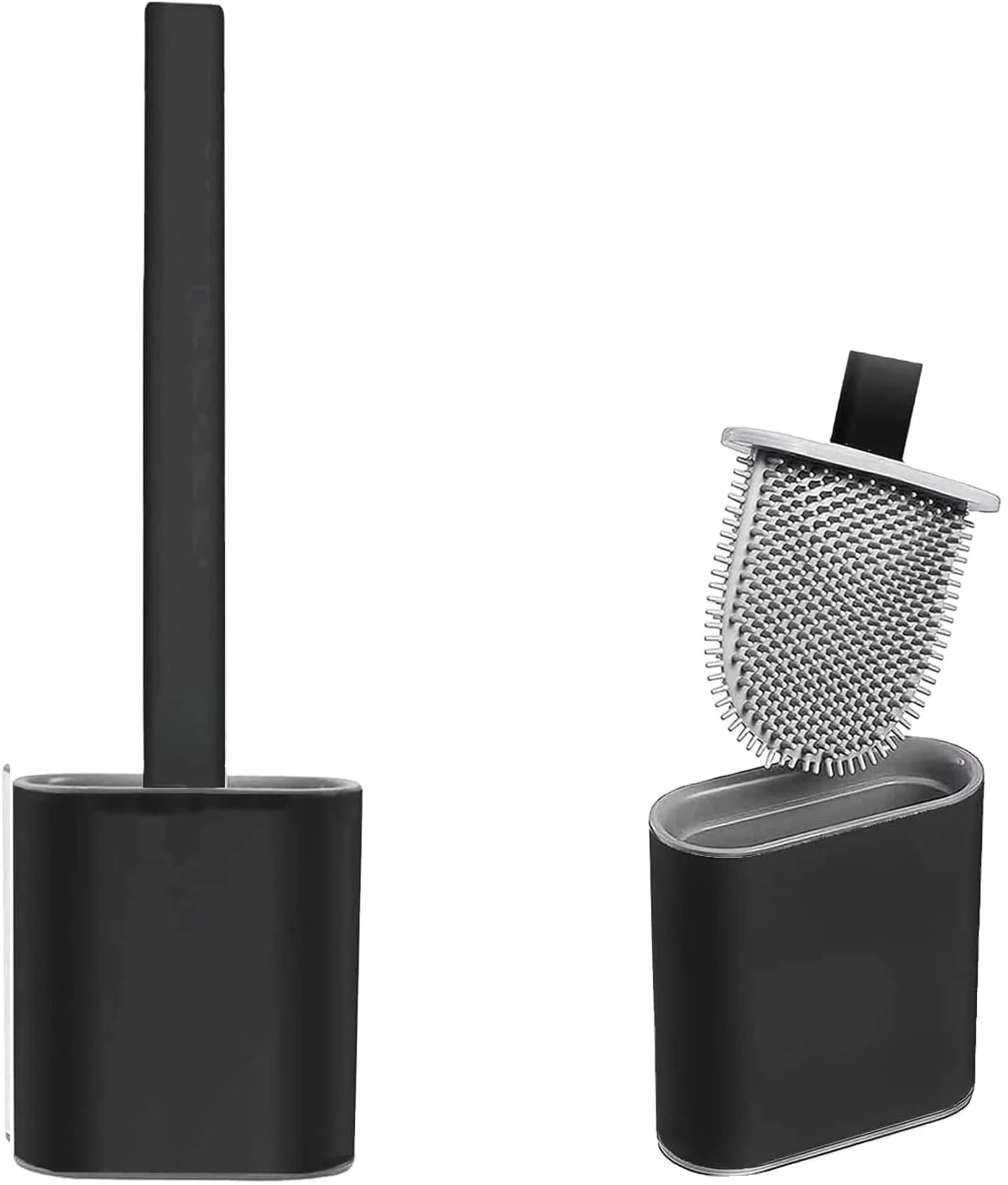 Hot Selling Plastic and Silicone Toilet Brush With Holder Set 2 Pack Bathroom Toilet Bowl Brush with Clean Bristle