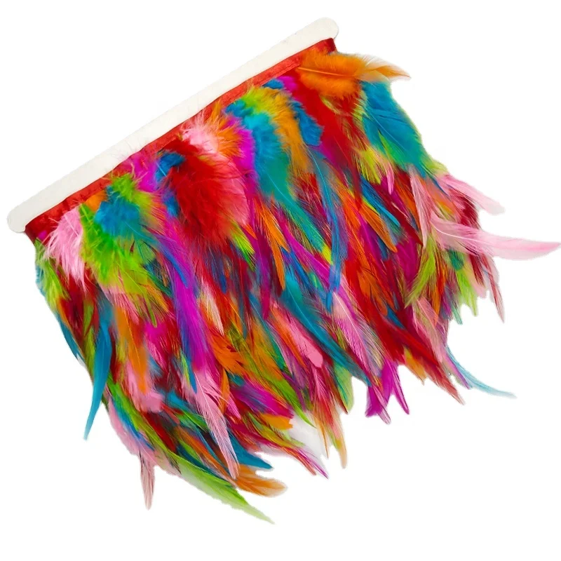 
4-6 Inch(10-15 cm)Multi-Color Dyed Chicken Pure Color Feathers Trims Fringe With Sewing Crafts Costumes Decoration 