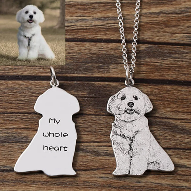 New custom necklace stainless steel custom photo necklace custom jewelry pendant necklace Animals Pet Cat Dog Lover DIY Gift