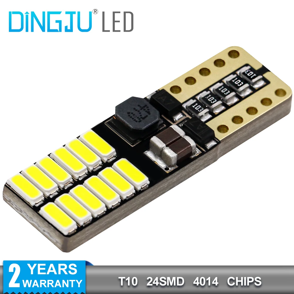 
Top Quality 255LM T10 4014 24SMD Led Auto Canbus Bulb 10-30V 1.7W W5W 194 501 Error Free Car Dome Lamp Licence PLate Light ZL046 