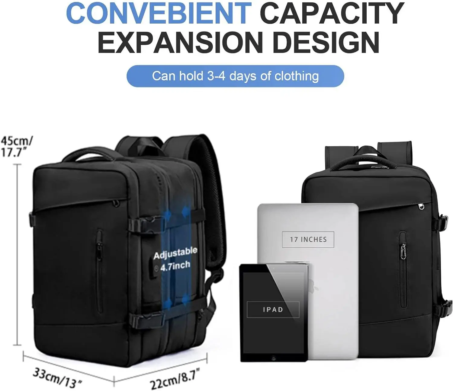 Manufacturer Custom Logo New Large Expandable Waterproof Anti Theft Usb Charging Business Laptop Travel Backpack For Men Women