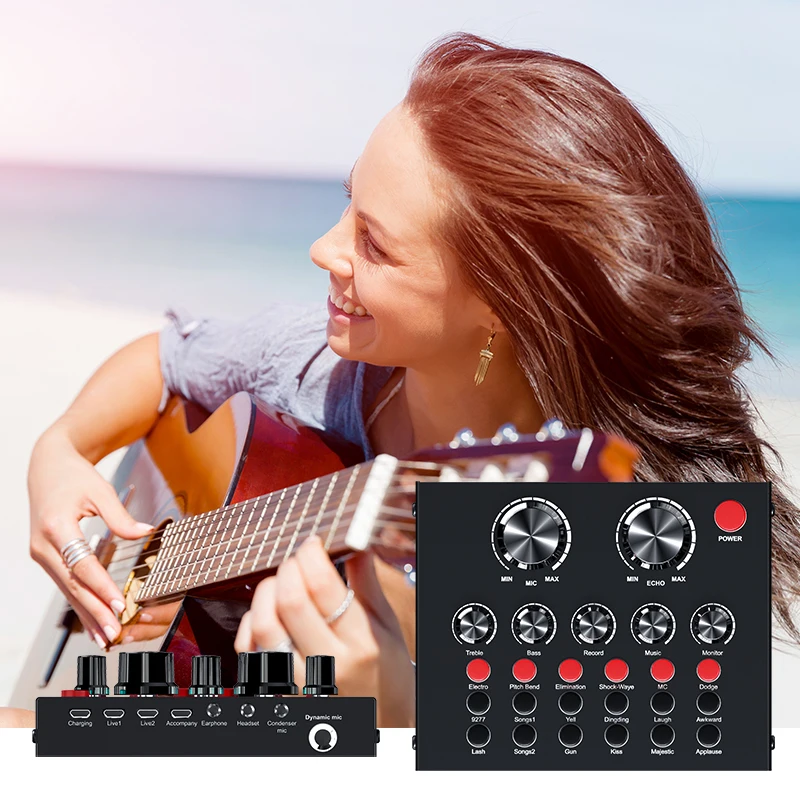 2400 мАч большая емкость V8 USB внешняя звуковая карта Музыка Пение студия Запись Звуковая карта