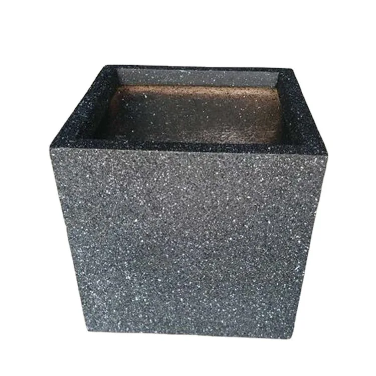 Different Size square Glazed Fiber Planter Set for Garden Hotel Concrete Cement Flower Pot Small Big Design Desktop Floor