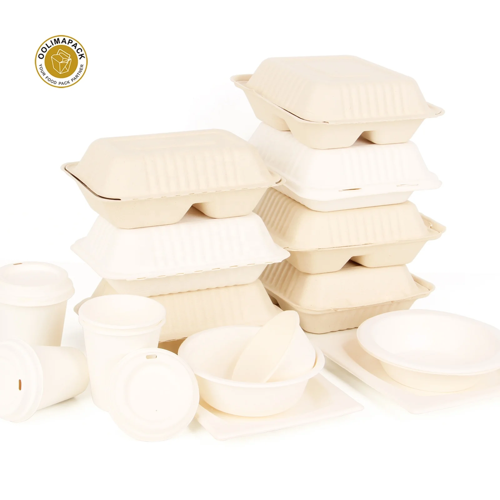 Hot Selling Eco Friendly Disposable Sugarcane Takeaway Clamshells Recycled Bagasse Bento Lunch Box