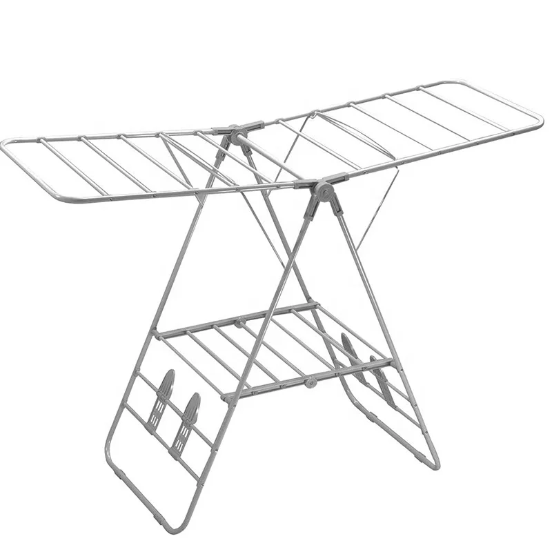 Складная металлическая вешалка для одежды для дома и улицы, серебристая
