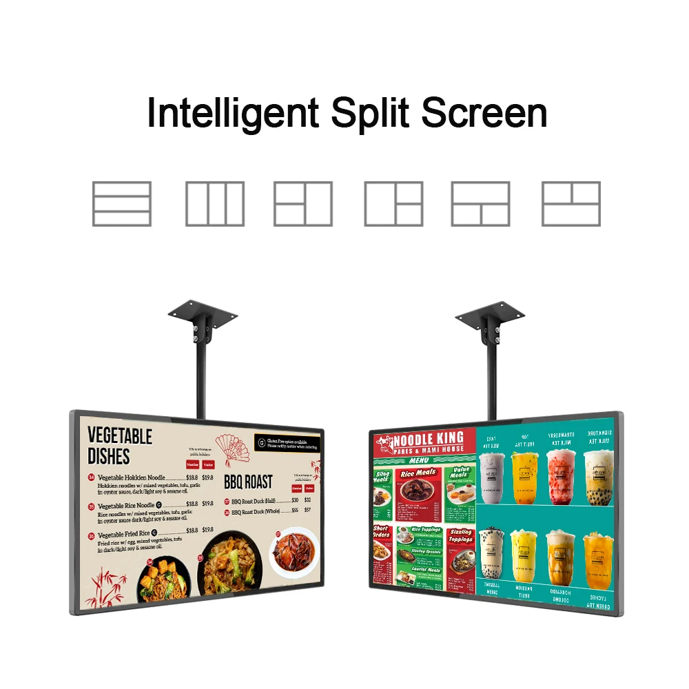 High Brightness 55 Inch LCD Display Advertising Player Remote Control Digital Menu Board Restaurant Wall Hanging SDK Function