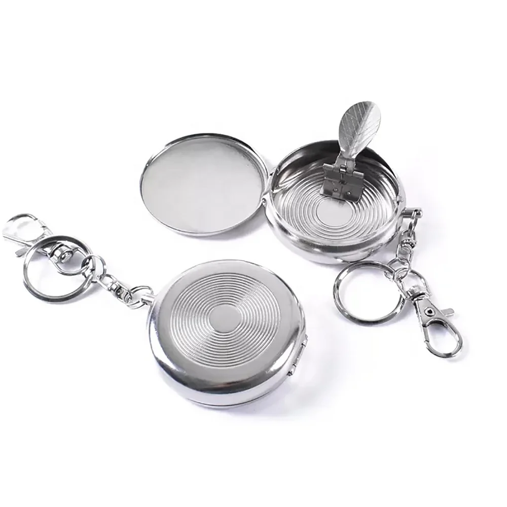 Custom Pocket Mini Ashtray Smoking Accessories Portable round Keychain Ashtray With Cover