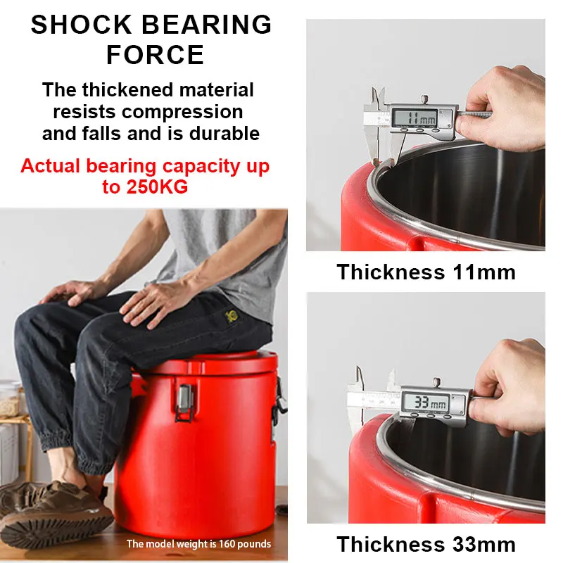 newest commercial big stainless steel milk tea thermos barrel 50L soup bucket insulated barrel for hot food outdoor camping