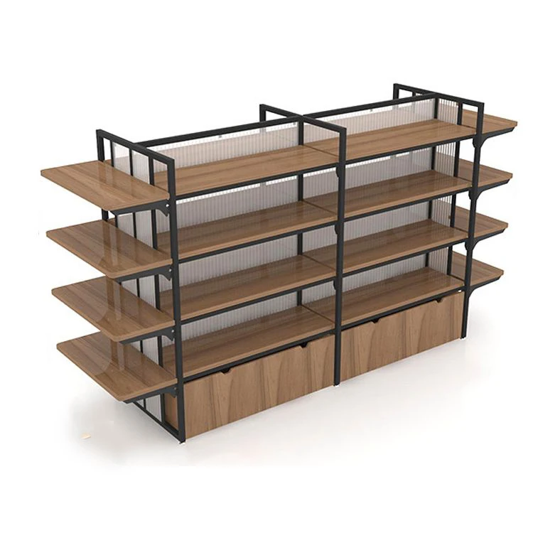 Customized Gondola Shelving Wooden Display Shop Shelves Supermarket Shelves