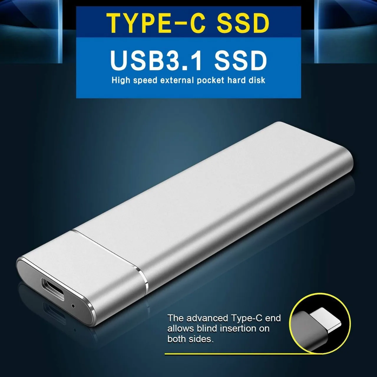 Type-C 3.1 M.2 NVMe PCIE 1TB SSD Mobile Solid State Laptop USB 3.1 Interface External Hard Drive
