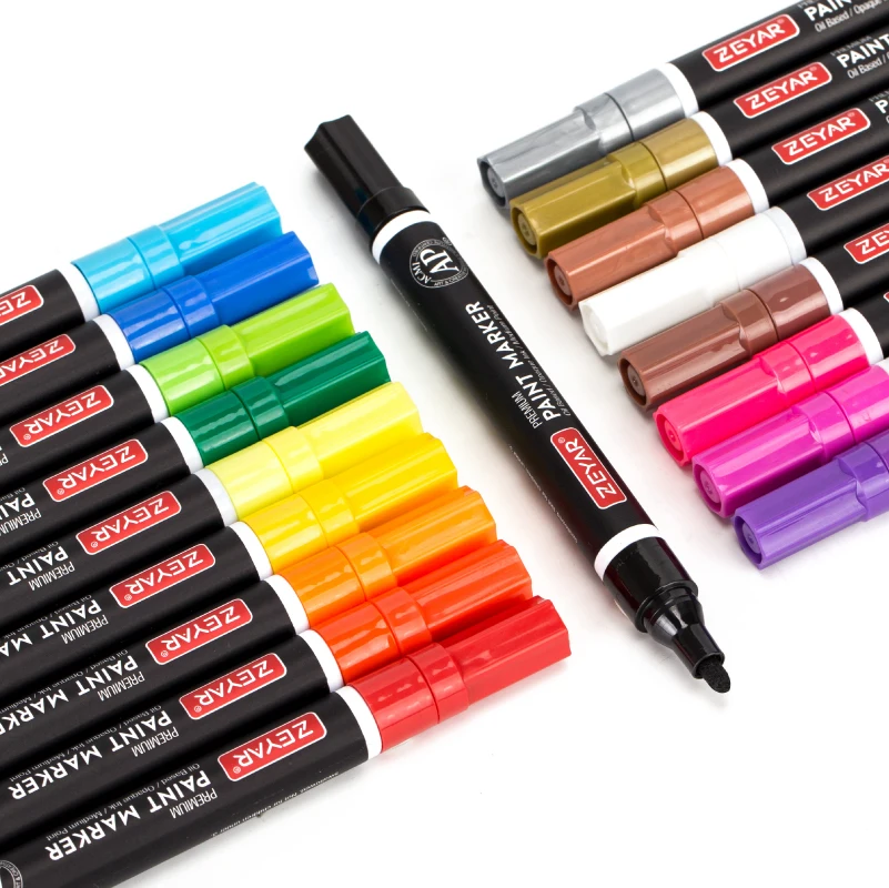 Customized ZEYAR Paint Marker Medium Point Oil-Based Ink Paint Pen Works on Rock, Wood, Glass, Metal, Ceramic and DIY