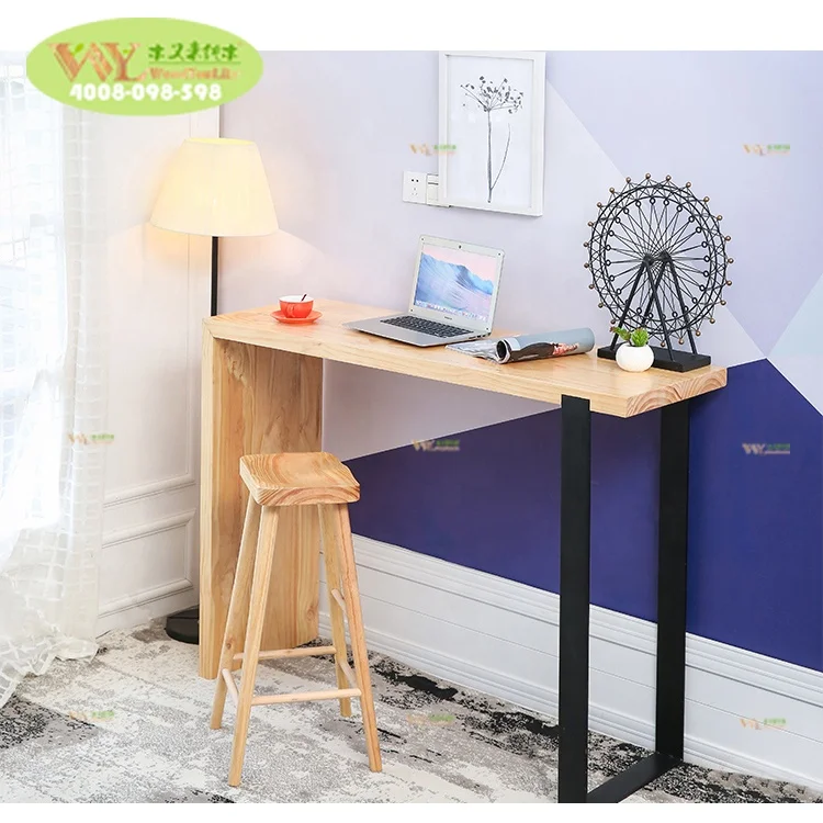 105 cm Height Custom Solid Wood Bar Table For Coffee Shop  / Solid Stave Oak Wood Coffee Bar Table