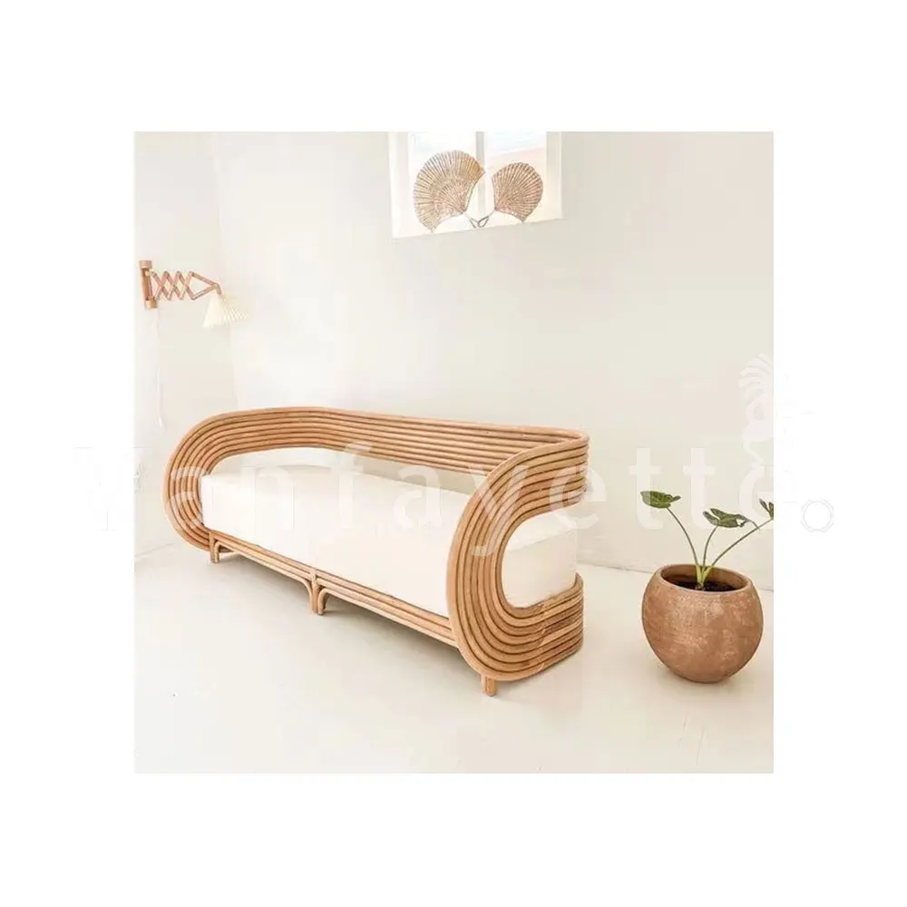 Hot Sale High End Cane Wicker Vine Indoor Furniture Decor Sofa Three Seat Sofa Chair Flower Pot Interior bahama rattan chair