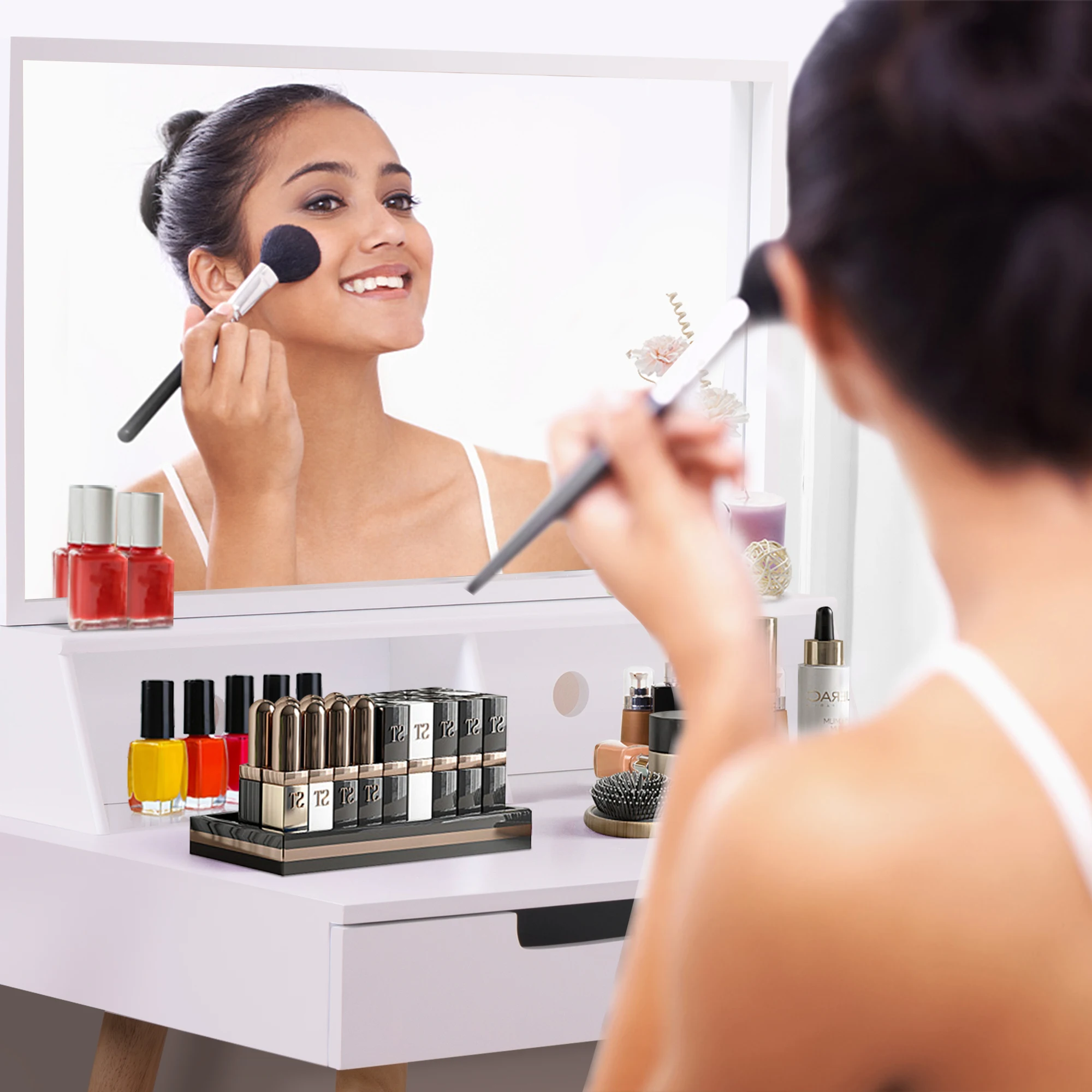 Деревянная мебель для спальни, современный дизайн, туалетный столик с полкой для хранения