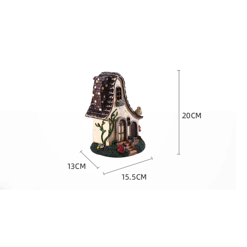  Time Slow 1pcs Fairy House Resin Crafts Outdoor Balcony Villa Ornament Garden Room Decor Miniature Landscape Cartoon