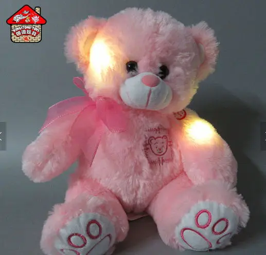 Free sample soft plush teddy bear with colorful changing led light doll toy for lovers