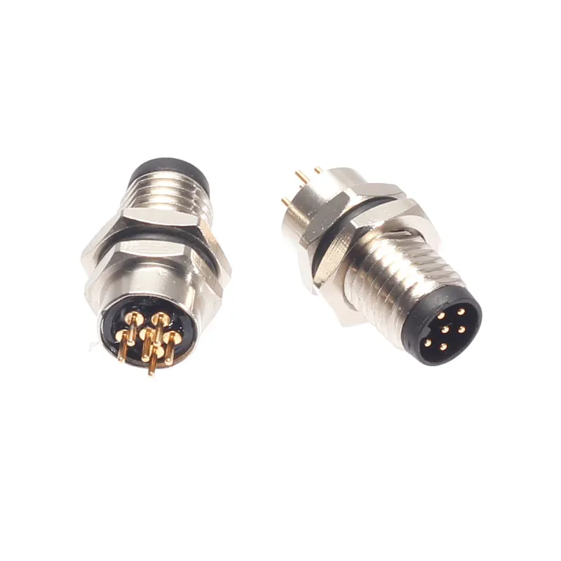 M8 pcb socket connector 3pin 4core 5hole 6P 8PIN welding waterproof connector board front/rear installation encoder connector