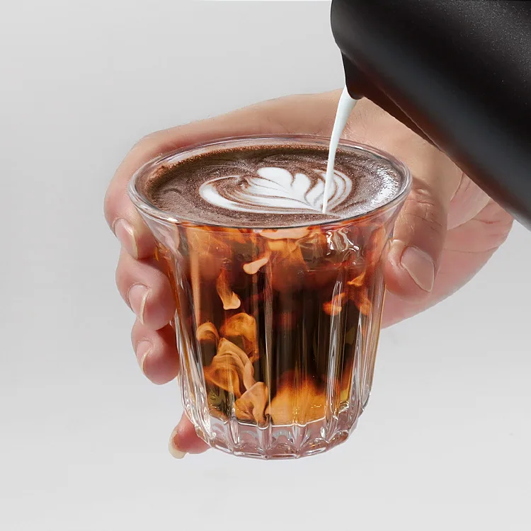 Elegant 160ml Eco-Friendly Glass Water Cup Ice Coffee Cups Wine Glasses Striped Tea Mug for Restaurant Glassware