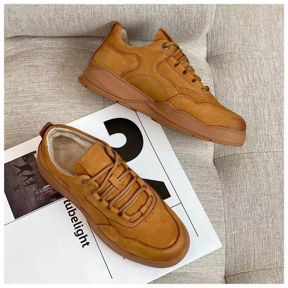 Новинка 2021, дизайнерские стильные зимние повседневные ботильоны из натуральной овечьей кожи на шнуровке для мужчин