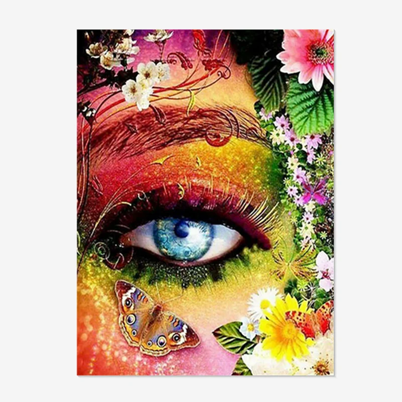 Beauty Eyes Butterfly Flower DIY Diamond Painting Custom 5D Full Drill Rhinestone Mosaic Diamond Painting Kit Wholesale Gift