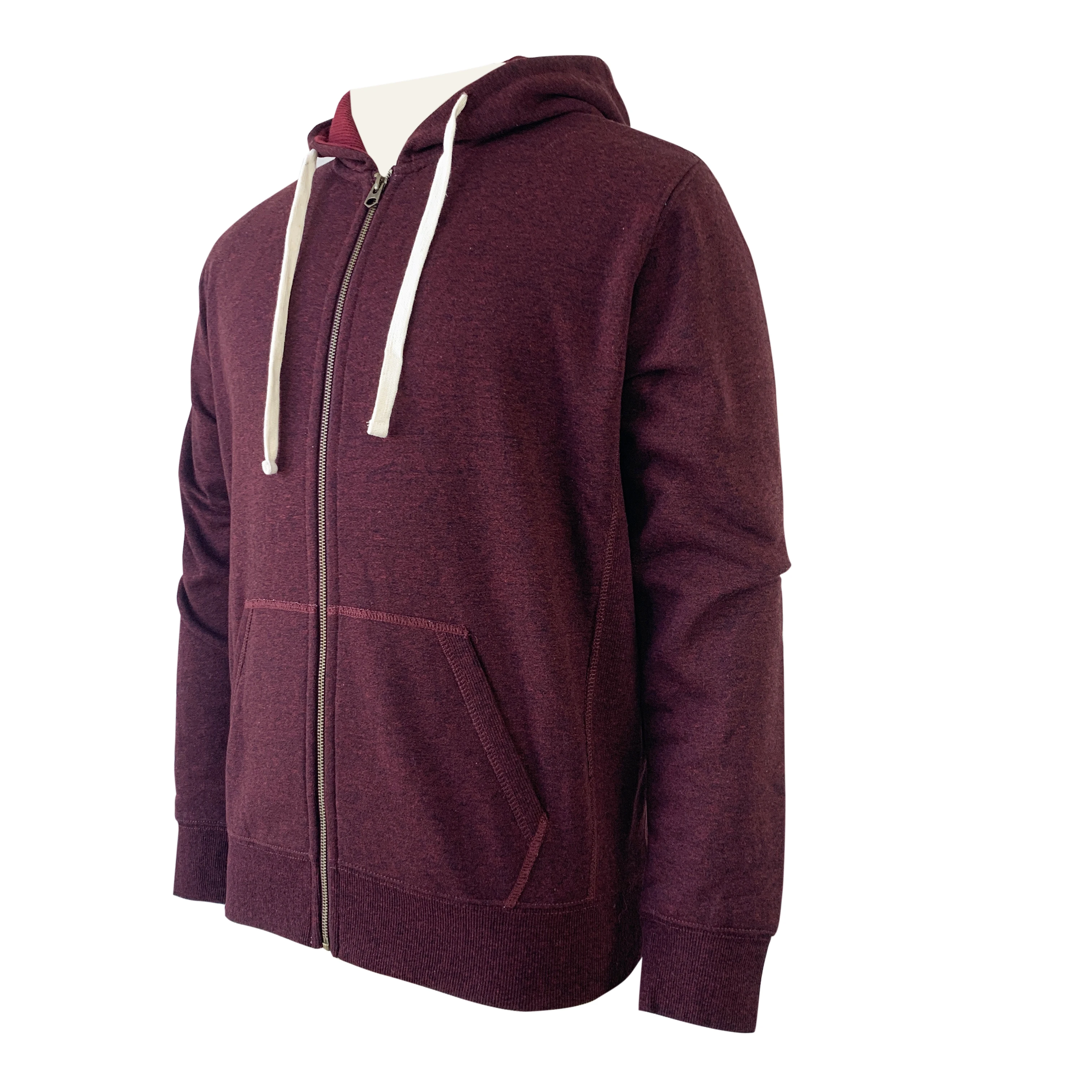 Повседневный темно-красный винный теплый пуловер с логотипом на заказ, мужские зимние толстовки на молнии