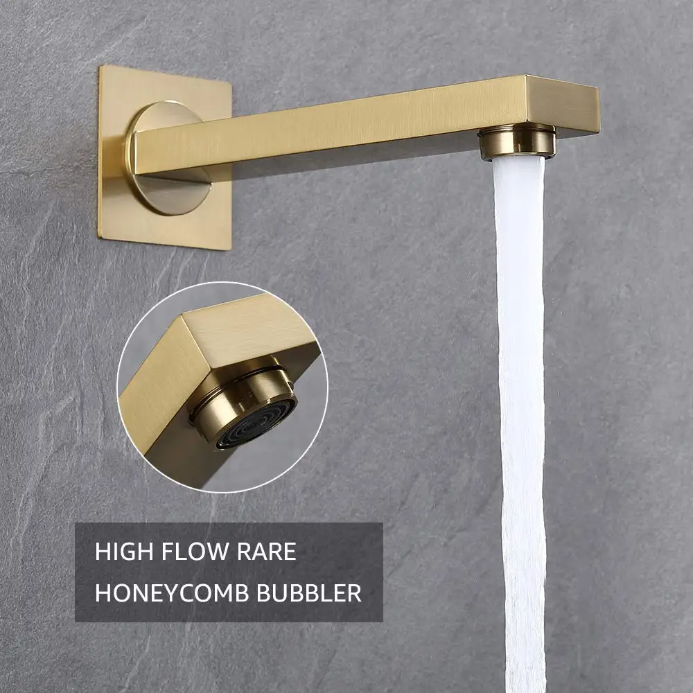 10 Inch Square Shower Head Rainfall System Fixtures Bath Mixer Faucet Wall Mounted Concealed Black Bathroom Shower Set