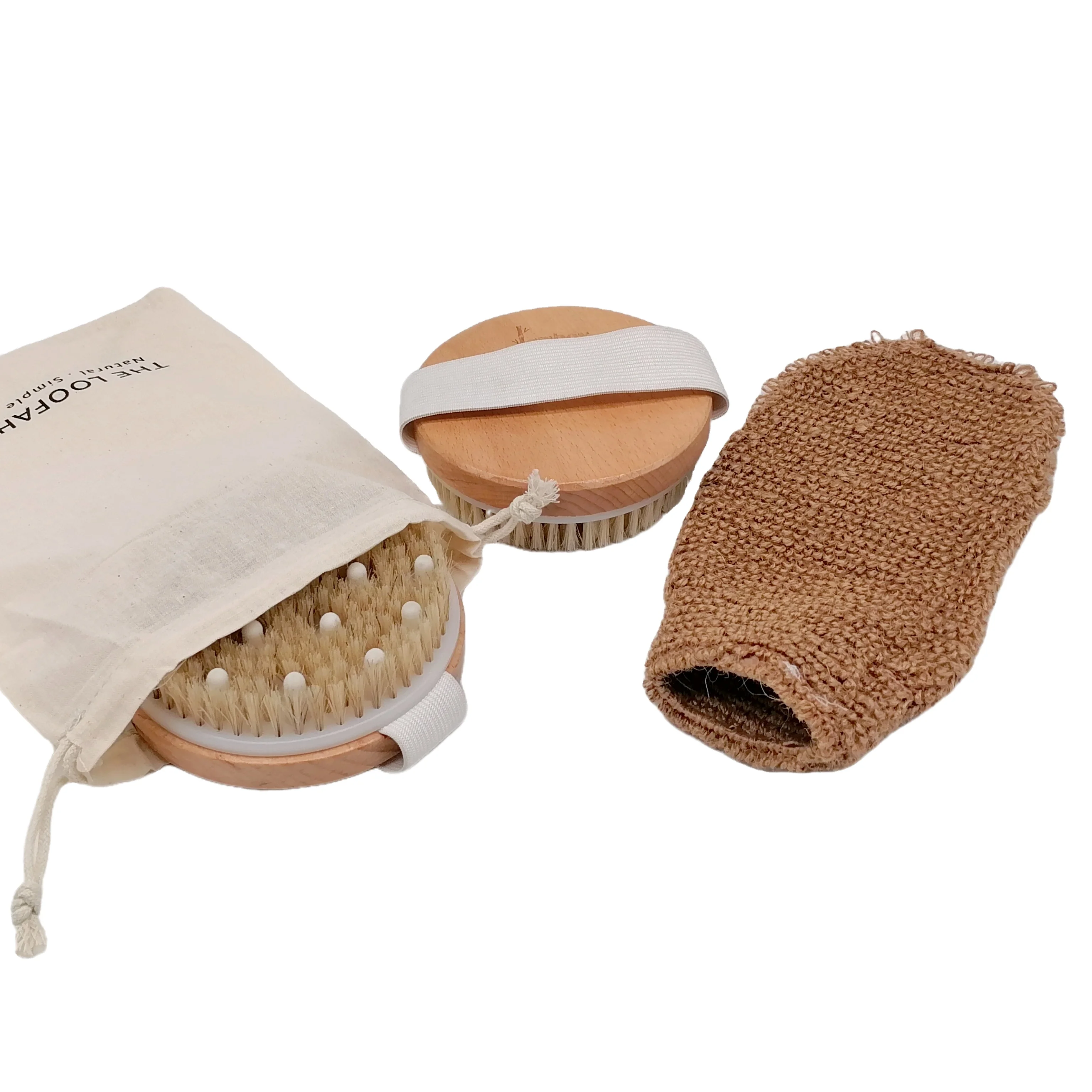 Bath Brush Shower Gloves Set Long Mesh Body Scrubber Exfoliating Ball Machine-Washable Cotton Loofah Sponge Face Application