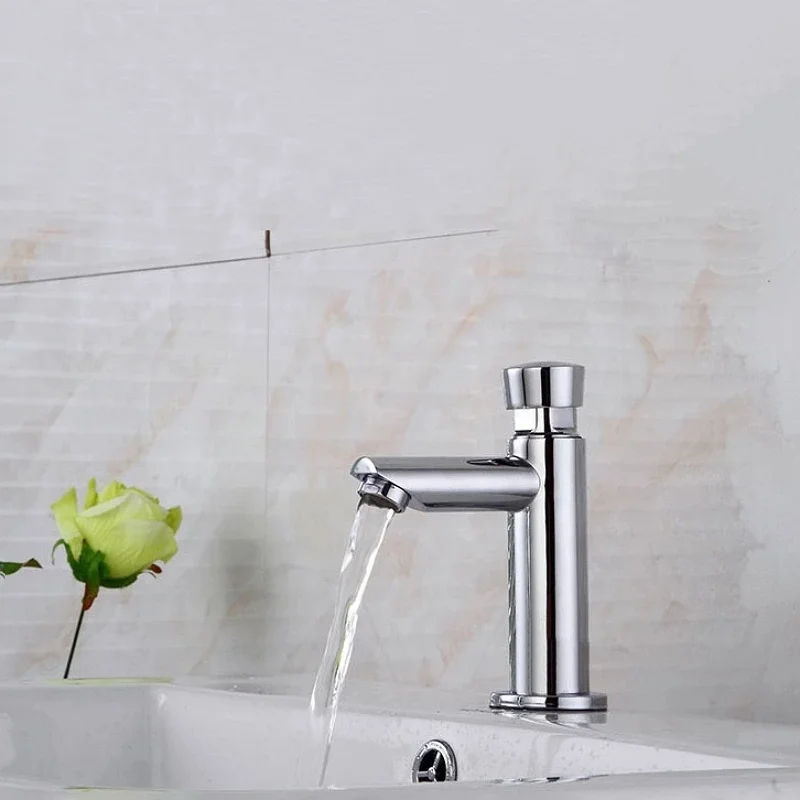 Hot Sale Water Tap Sink Tap Bathroom Water Faucet Brass Single Hole Basin Faucet Self Closing Tap