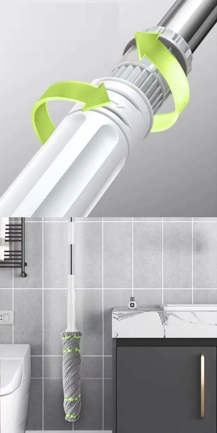 Household Cleaning Tool Twist  Floor Mop Rotatable Microfiber Mop Long Handle Self-twisting Water Mop