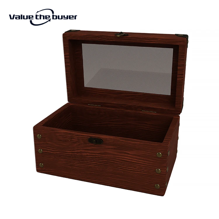 Wood Storage Box Wooden Keepsake Decorative boxes with  Hinged Lid