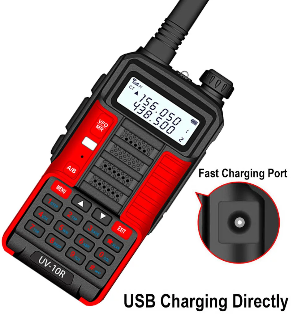 2022 BAOFENG 10W Professional Portable Walkie Talkie UV10R 128 Channels Transceiver Dual Band Two Way CB Ham Radio Usb Rechanger
