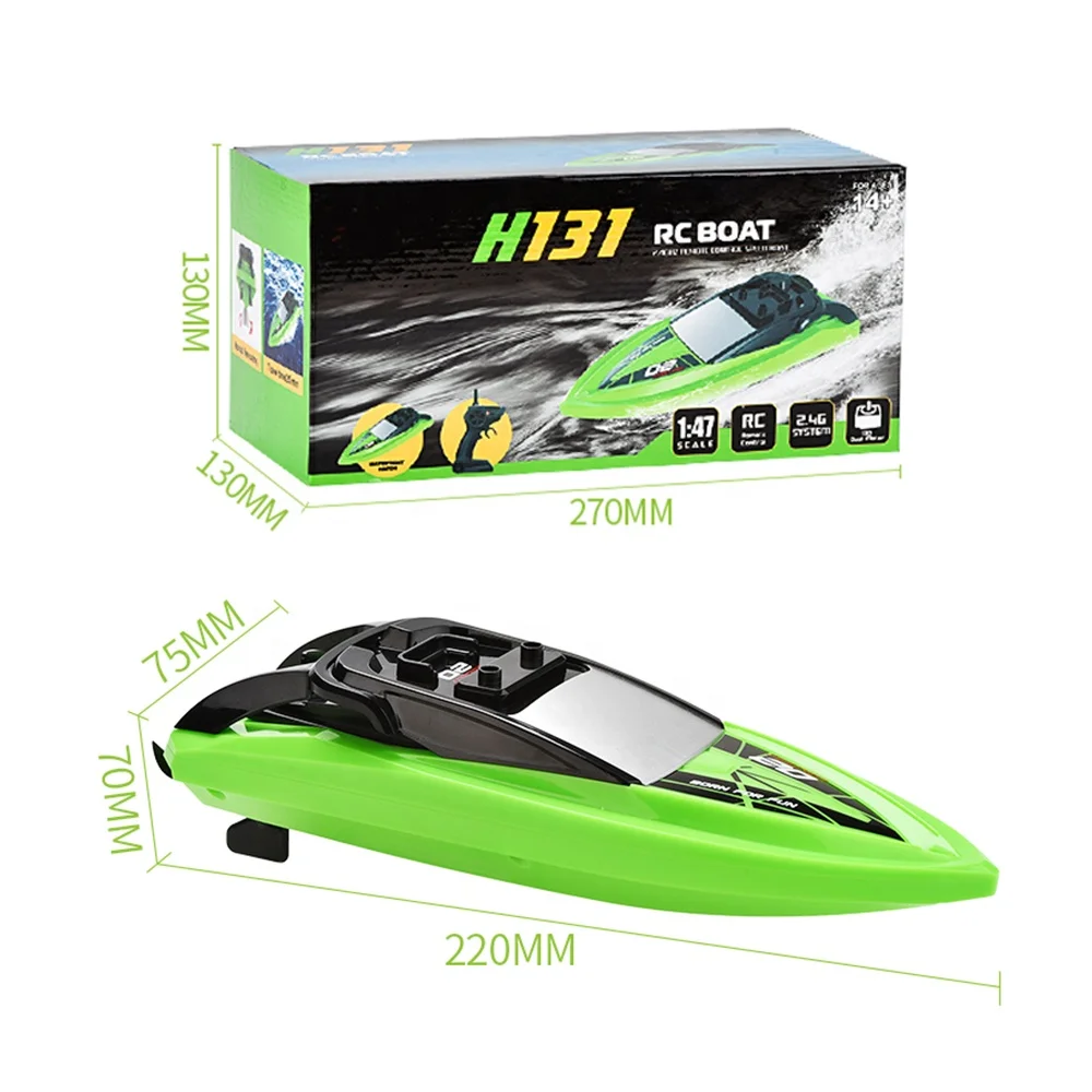 Amiqi TkkJ H131 Newly Green Speed Boat Toy Racing Remote Control Ship High Speed 2.4Ghz 4 Channel With Lcd Screen Mini Rc Boat