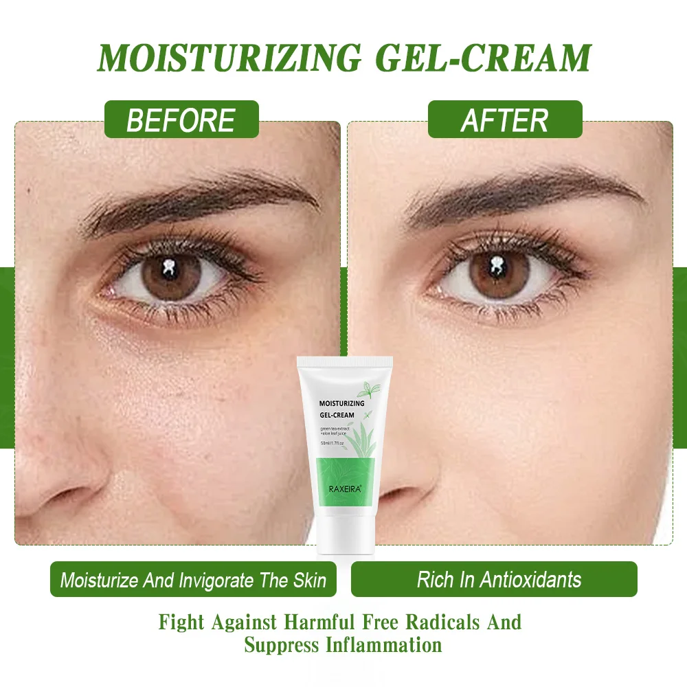 Organic Green Tea Extract Aloe Leaf Juice Gel Moisturizing Cream Hydrates  Soothes Lightening Skin Face Cream