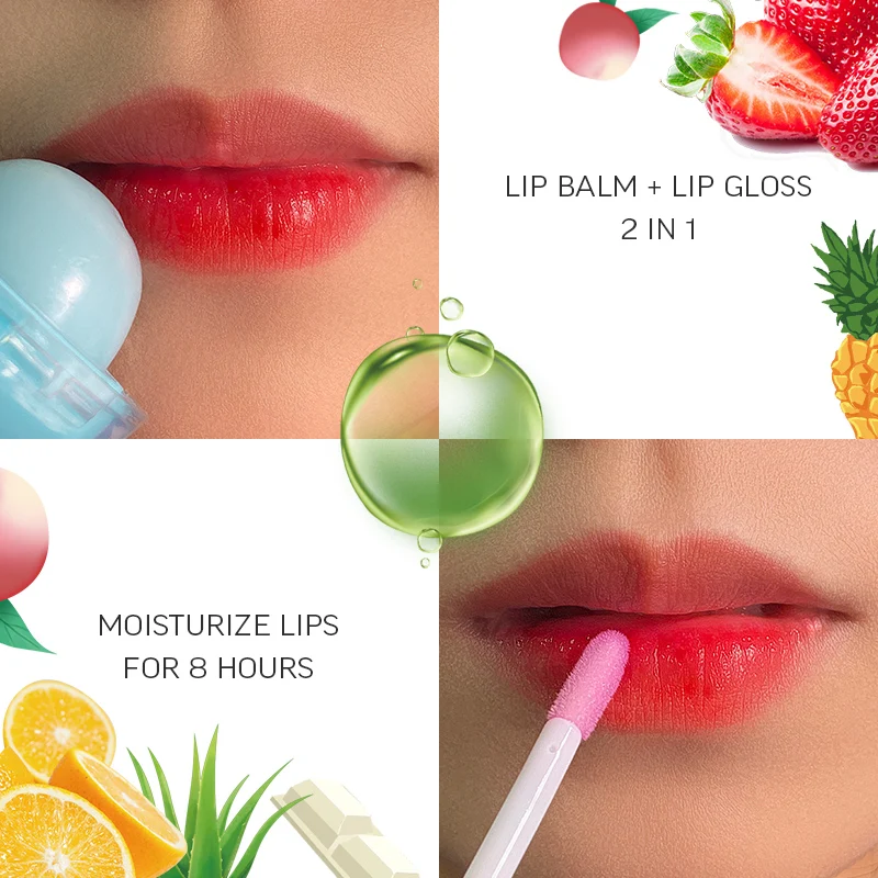H108 New candy fruity peach alovera lipstick acid hyaluronuc lipgloss lip oil 2 in1 no logo kids lip gloss bulk for chlidern
