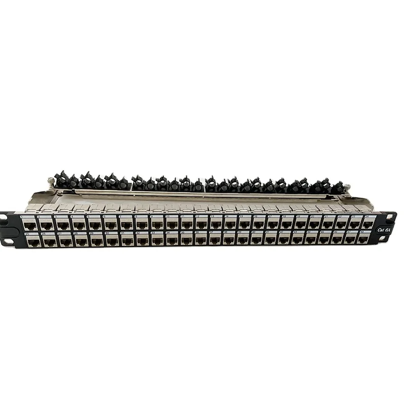 High density 1U 48 Port STP FTP  Cat6A Patch Panel with RJ45 Keystone Jack
