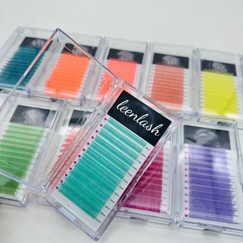 Premium Brown Lash Supplier Silk Volume Soft Korean PBT 12 16 Rows Lash Extension Dark Brown color lashes wholesale