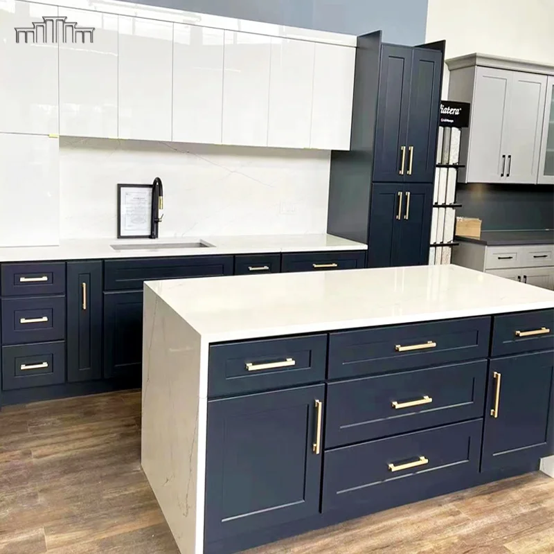 Modern OEM Factory Wholesale RTA Modern Style Modular PVC Kitchen Cabinet for Apartment Projects