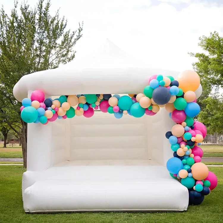 Unique Rental Commercial Inflatable Toddler Enclosed White Bounce House With Net