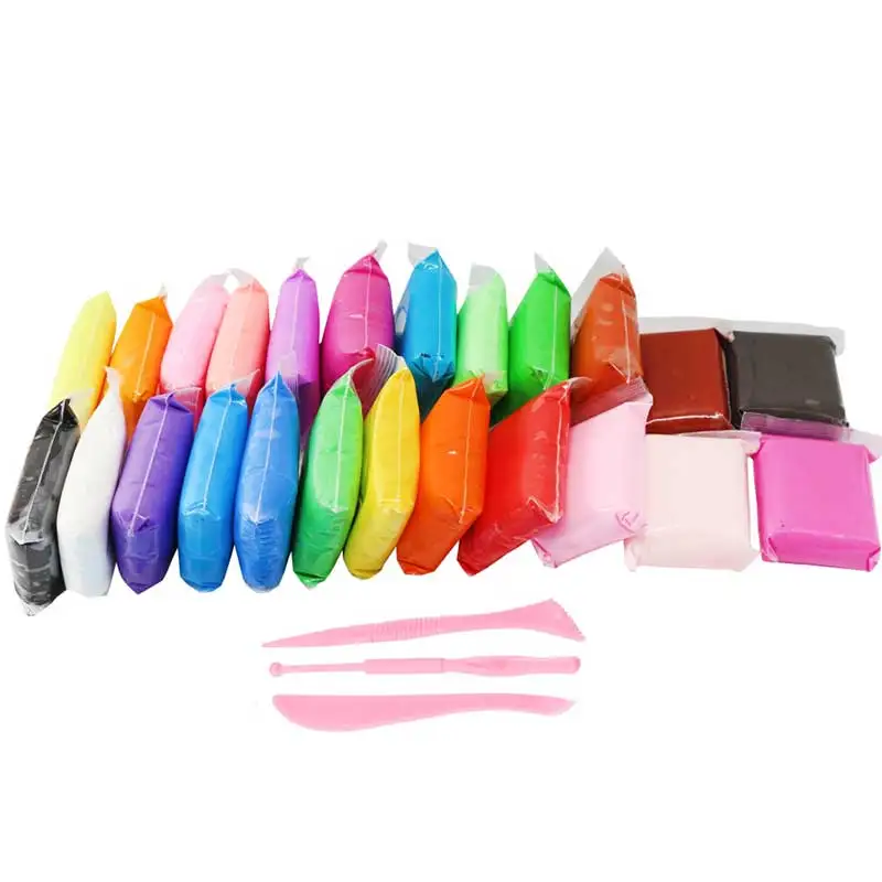 Custom LOGO 24 Color Modeling Super Light Air Dry Polymer Clay Plasticine DIY Educational Soft Clay Set with Tools
